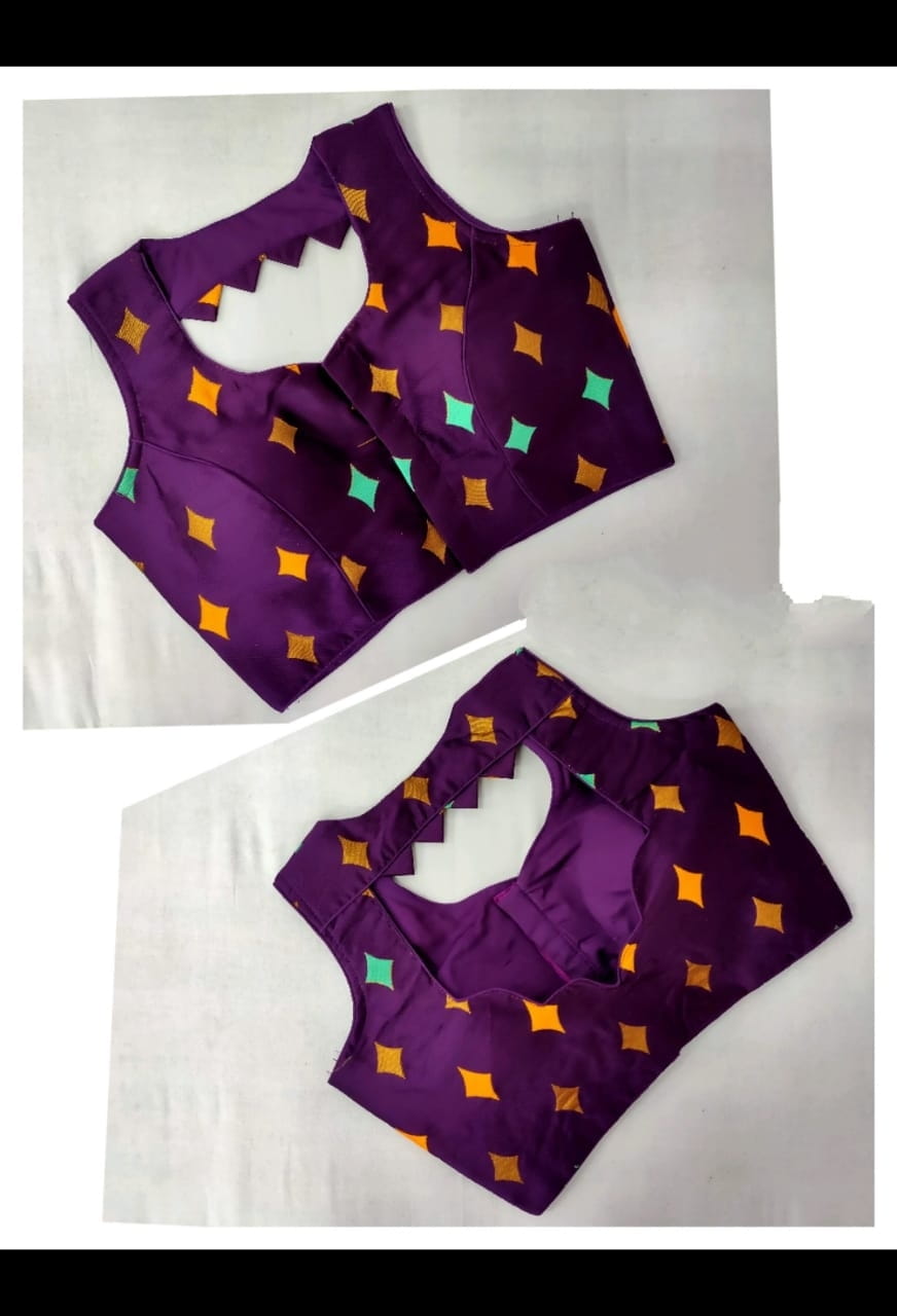 Striking Margenta MeenaKani Jacquard fancy Neck Readymade Blouse