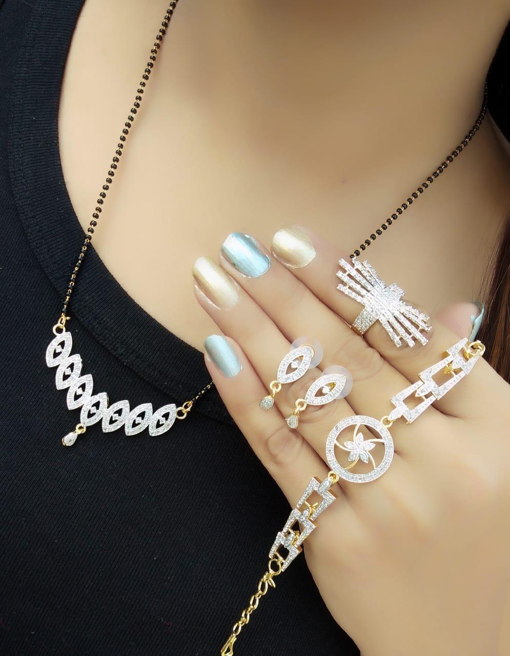 Beautiful White American Diamond Mangalsutra Latest Design Set