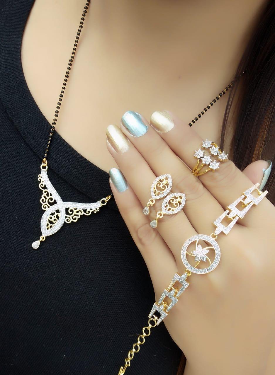 Lovely White Diamond Imitation Mangalsutra Latest Design Set