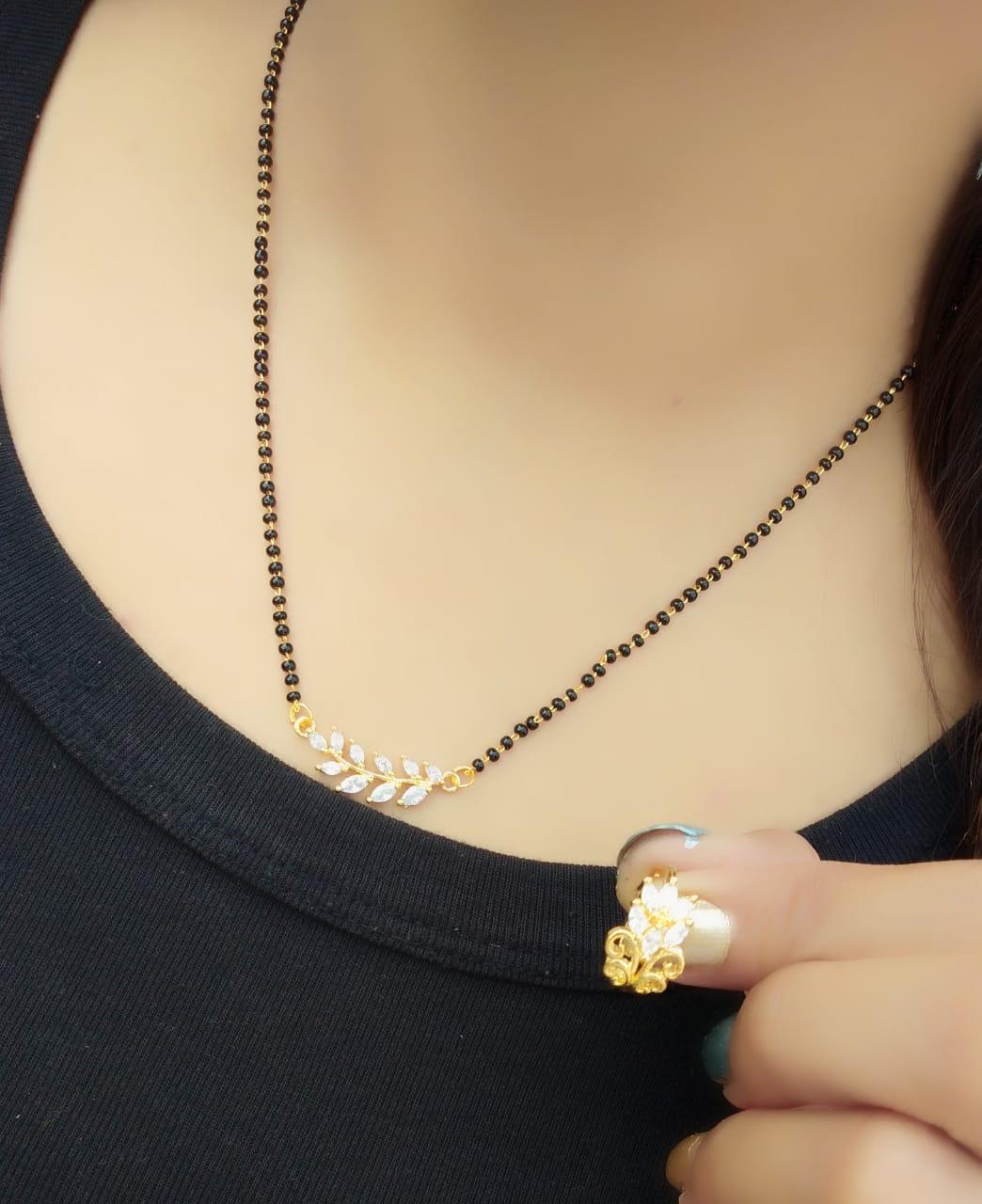 Pretty White Diamond Imitation Mangalsutra Latest Design Set