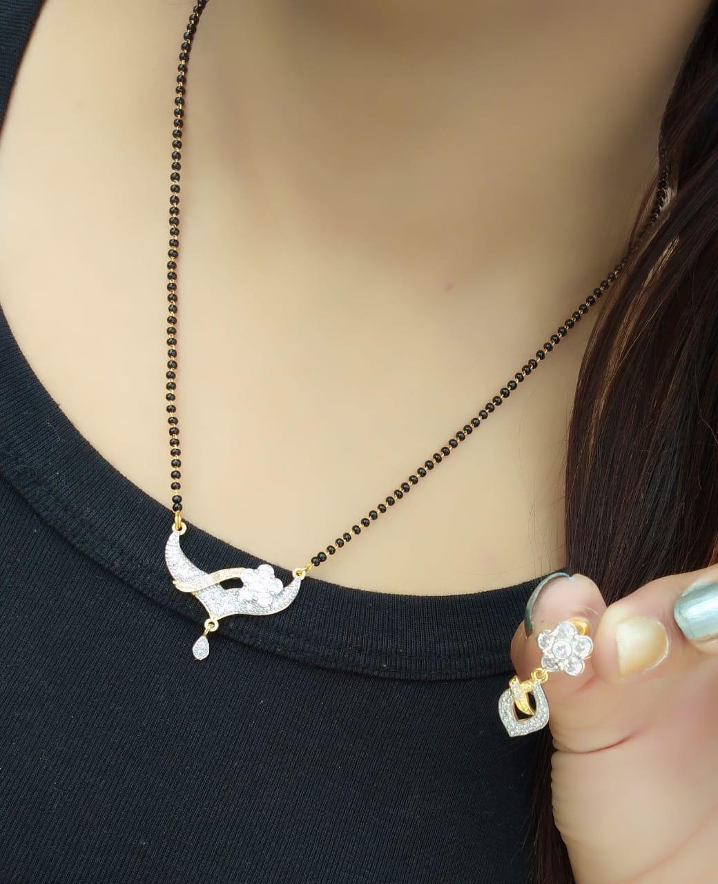 Sensational White Diamond Imitation Mangalsutra Latest Design Set