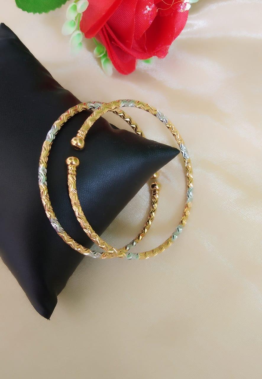 Captivating Silver & Golden Plated Imitation Bangles Set