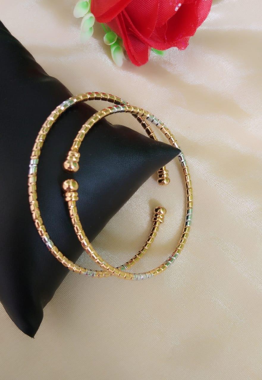 Charming Silver & Golden Colored Imitation Bangles Set
