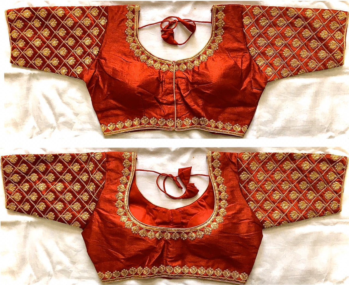 Astonishing Maroon Phantom Silk Zari Thread Work Ready Made Blouse