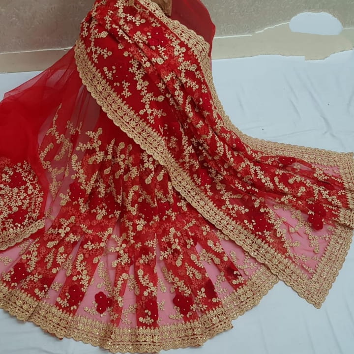 Alluring Maroon Color Nylon Net Stone Zari Embroidered Work Saree Blouse