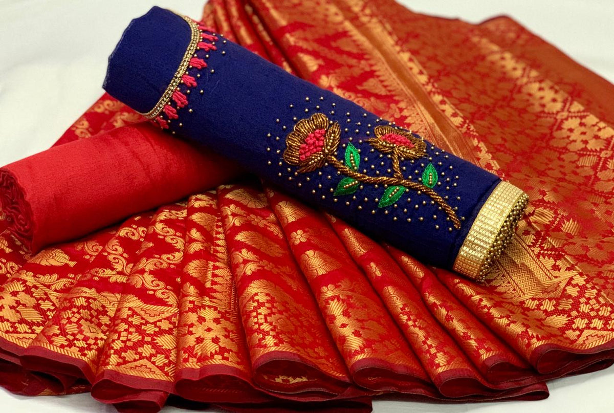 Navy Blue Color Chanderi Cotton Khatali Hand Moti Work Salwar Suit