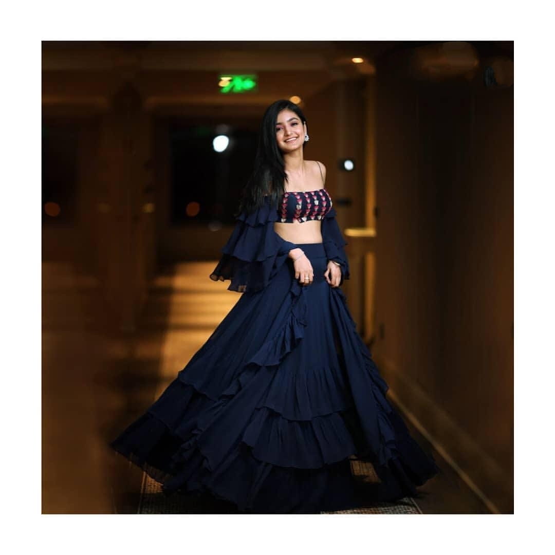 Wedding Wear Navy Blue Color Designer Georgette Embroidered Work Lehenga Choli
