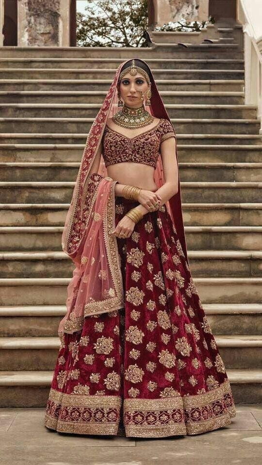 Exceptional Maroon Color Function Wear Embroidered Work Designer Tapeta Silk Lehenga Choli