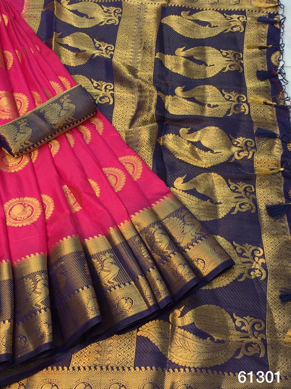 Exceptional Pink Color Fancy Nylon Silk Rich Pallu Dying Material Wedding Wear Designer Saree Blouse