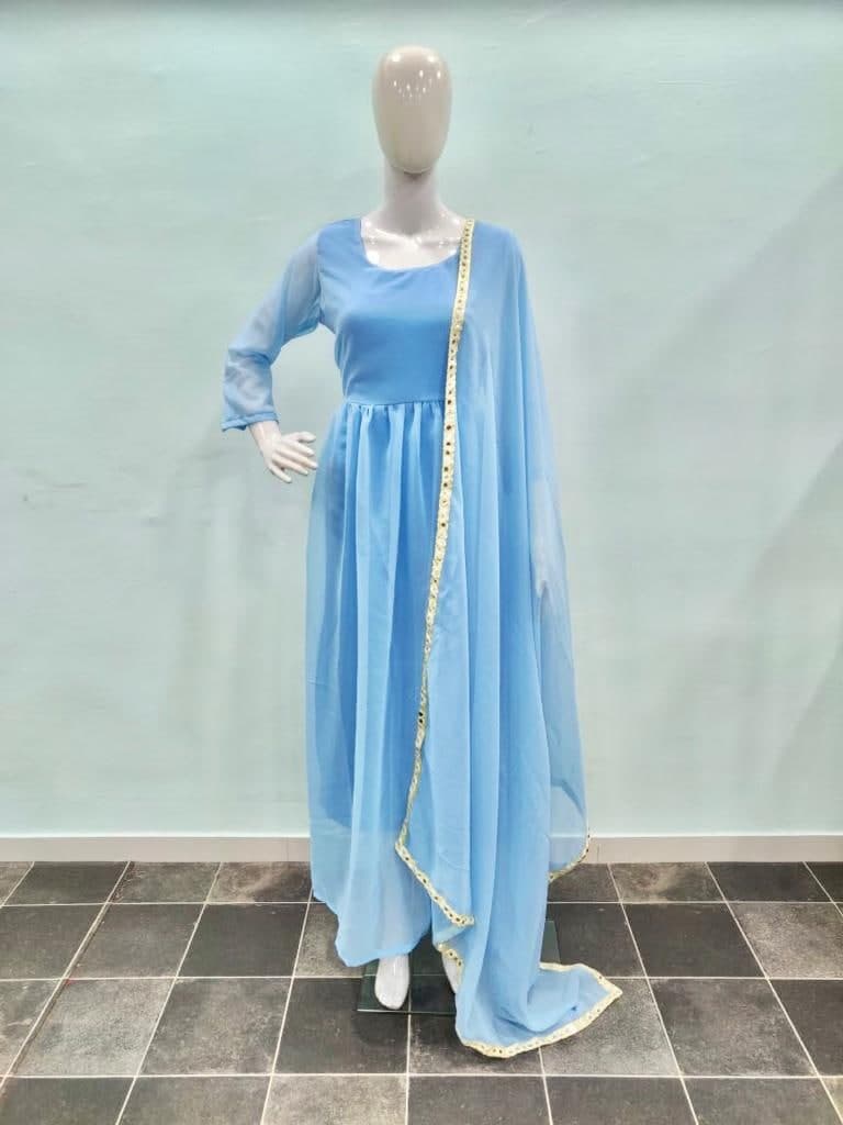 Amazing Blue Color Designer Georgette Party Wear Salwar Suit