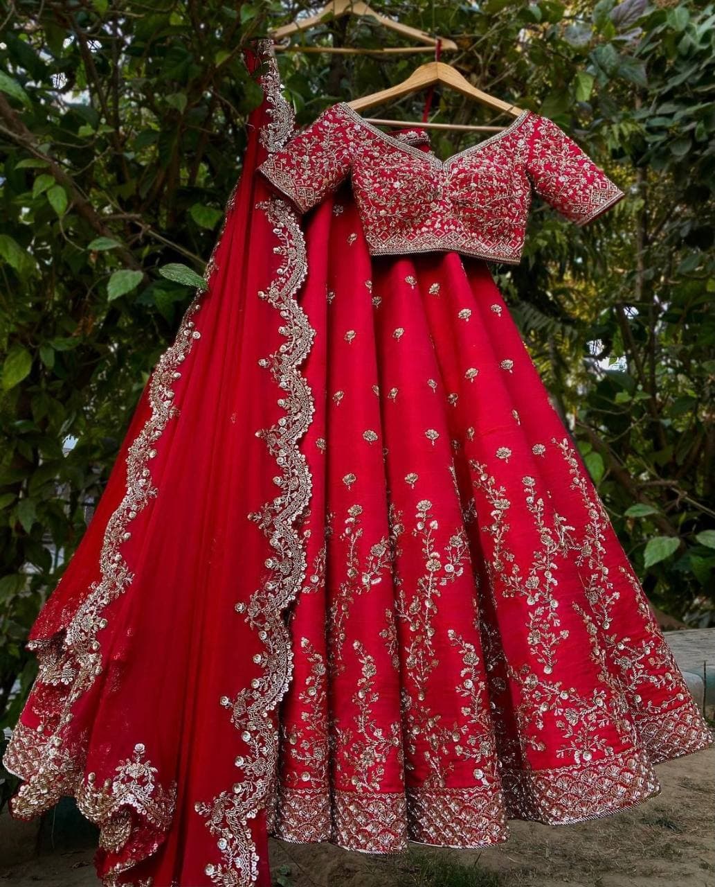 Novelty Red Color Festive Wear Tapeta Silk Embroidered Work Lehenga Choli