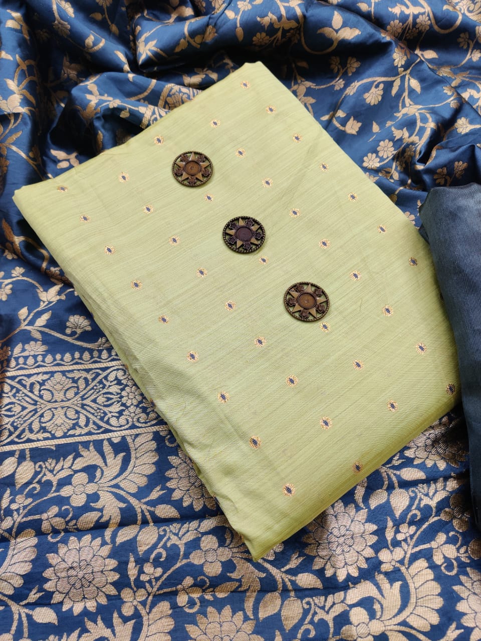 Light Green Color Banarasi Bootti Work Party Wear Salwar Suit