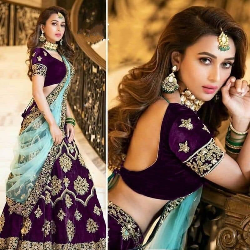 Wine Color Party Wear Velvet Tapeta Embroidered Fancy Work Latest Design Lehenga Choli