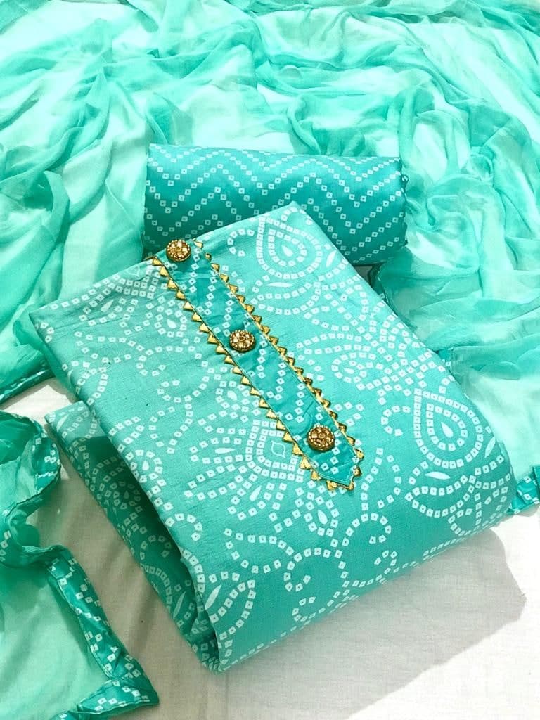 Preferable Sky Blue Color Designer Printed Work Cotton Salwar Suit