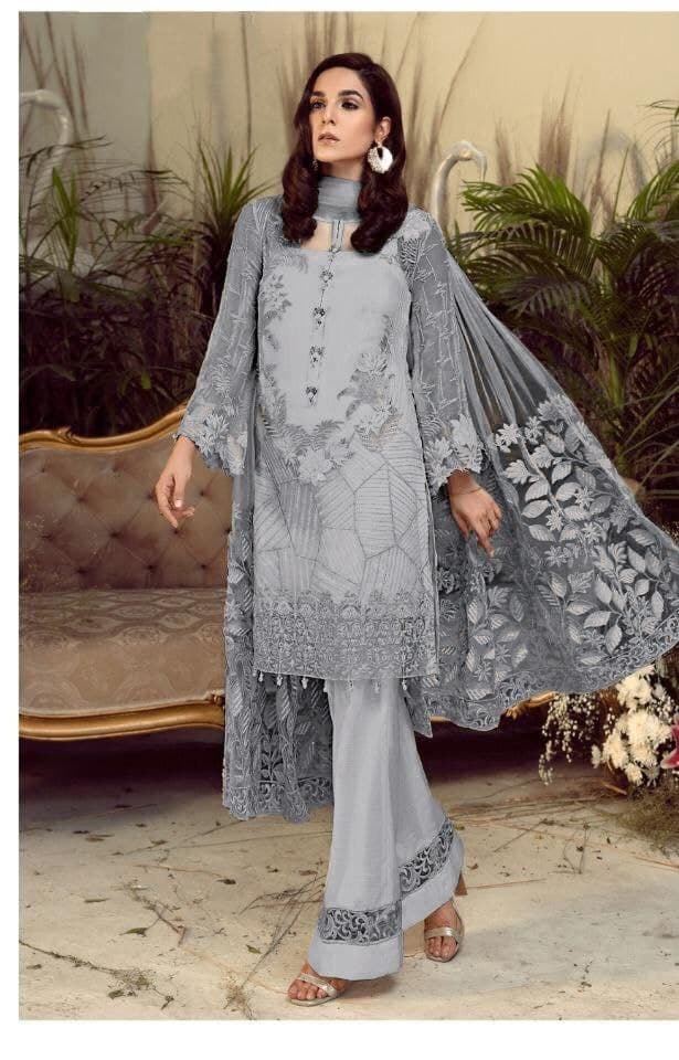 Majesty Grey Color Wedding Wear Georgette Embroidered Work Salwar Suit