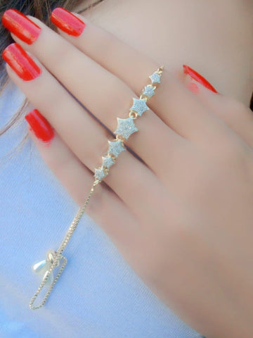 Charming White Color Diamond Artificial Golden Plated Bracelet