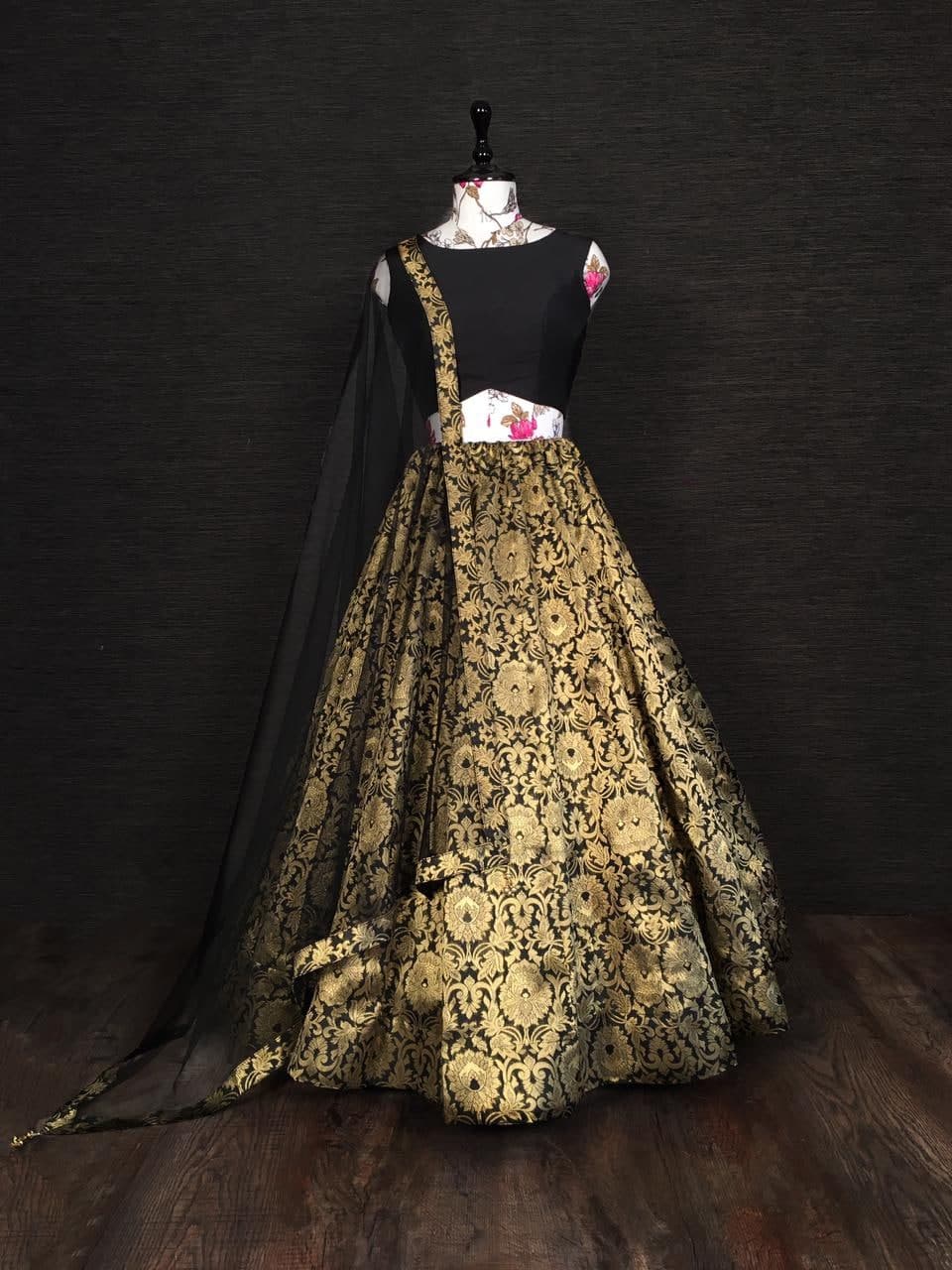 Champion Black Color Wedding Wear Banarasi Zari Weaving Work Lehenga Choli