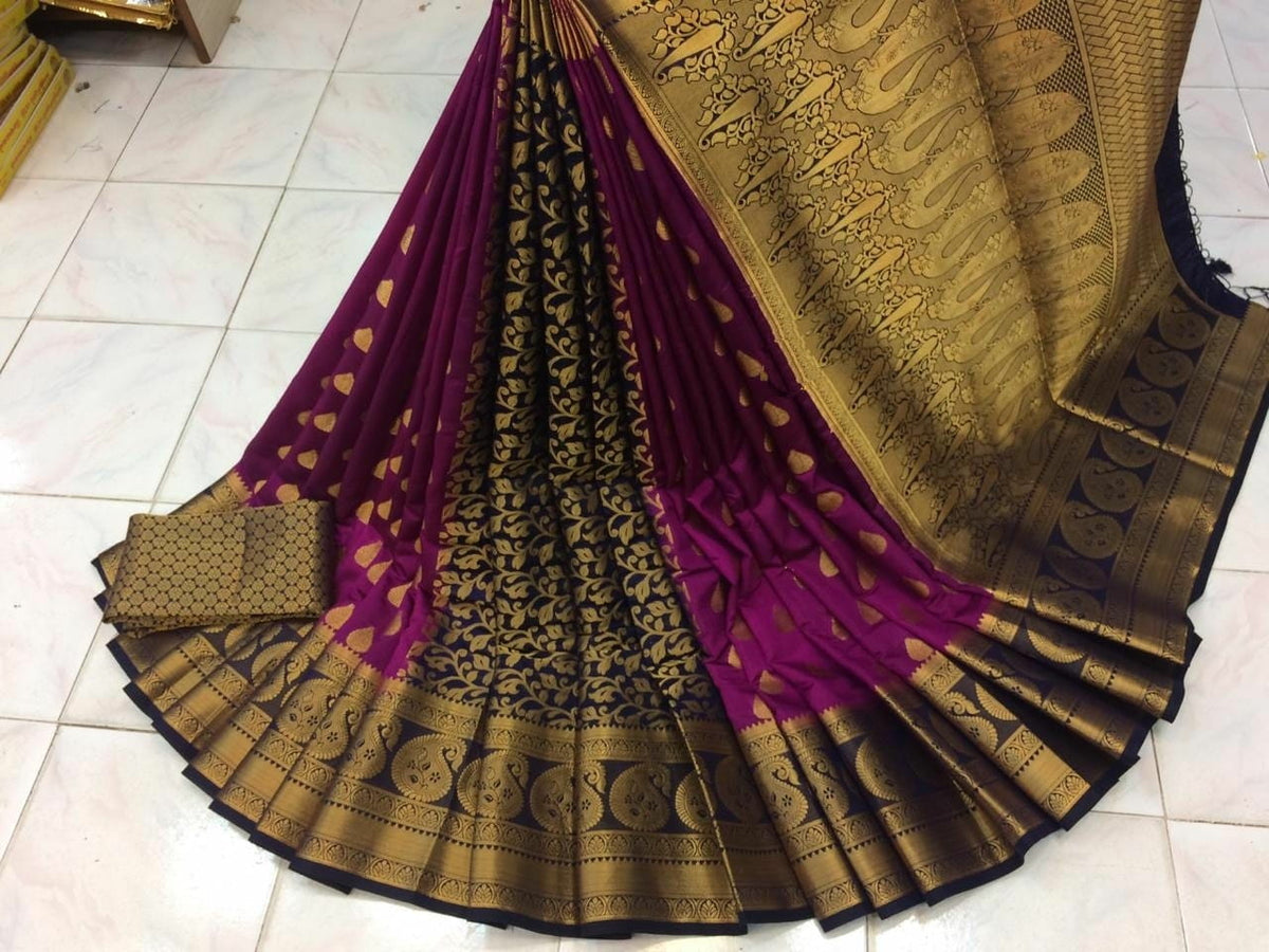 Wine Color Nylon Silk Rich Patli Pallu Designer Saree Blouse