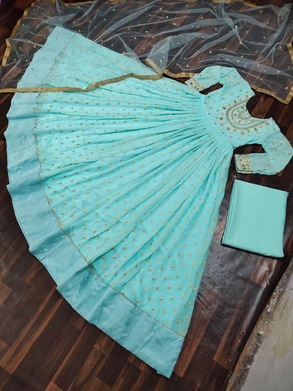 Sophisticated Blue Color Occasion Wear Georgette Embroidered Work Salwar Suit