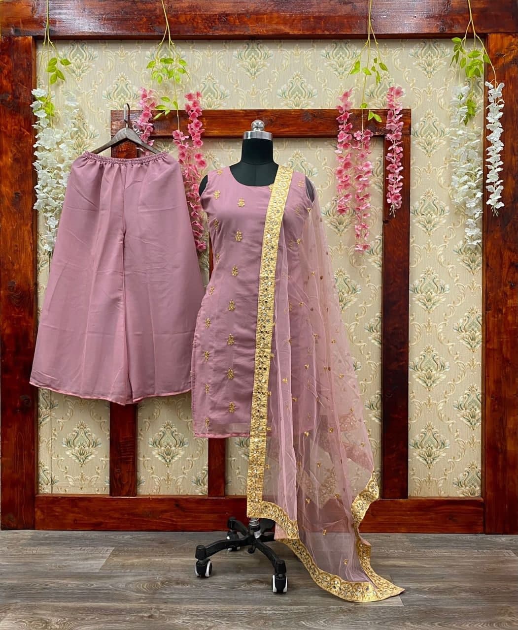 Lovable Purple Color Function Wear Georgette Embroidered Work Salwar Suit
