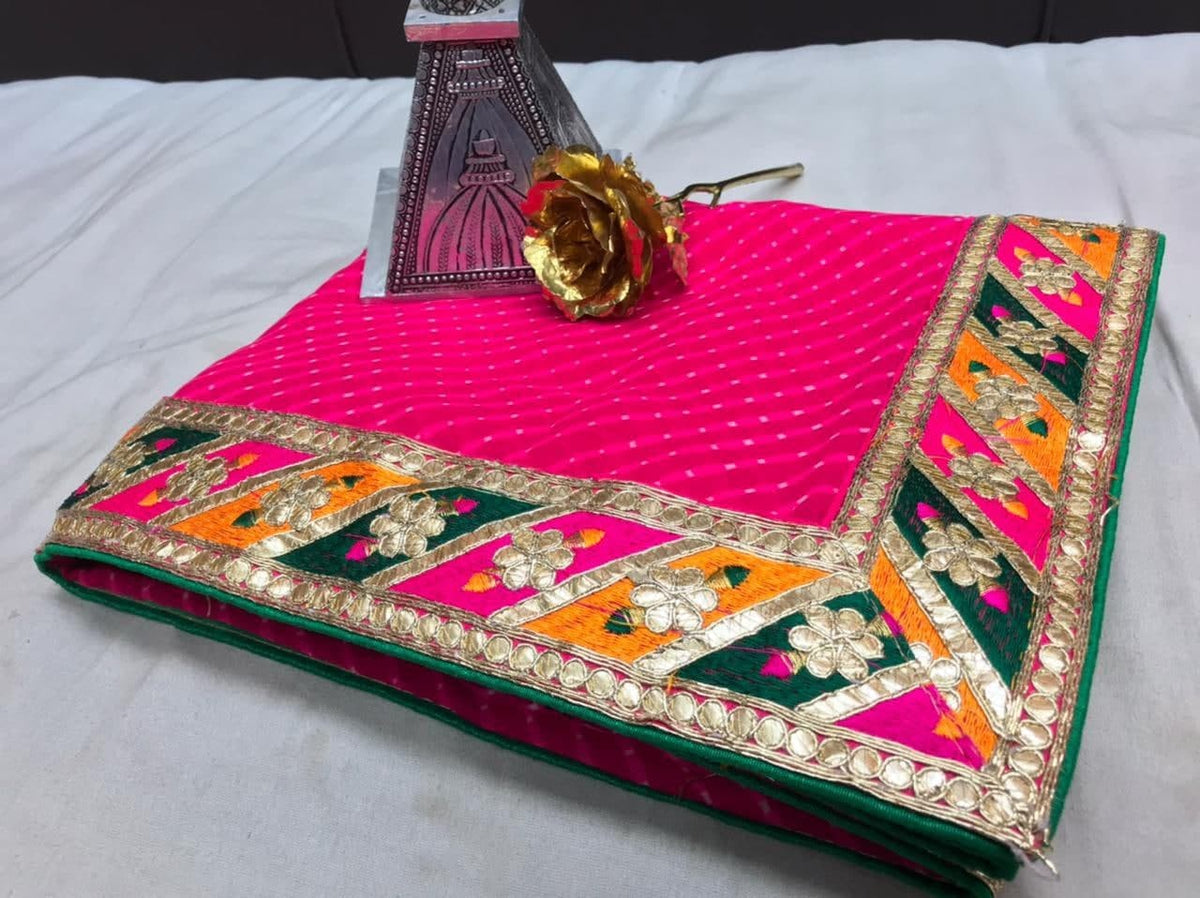 Ravishing Rani Pink Color Wedding Wear Gotta Patti Work Georgette Saree Blouse
