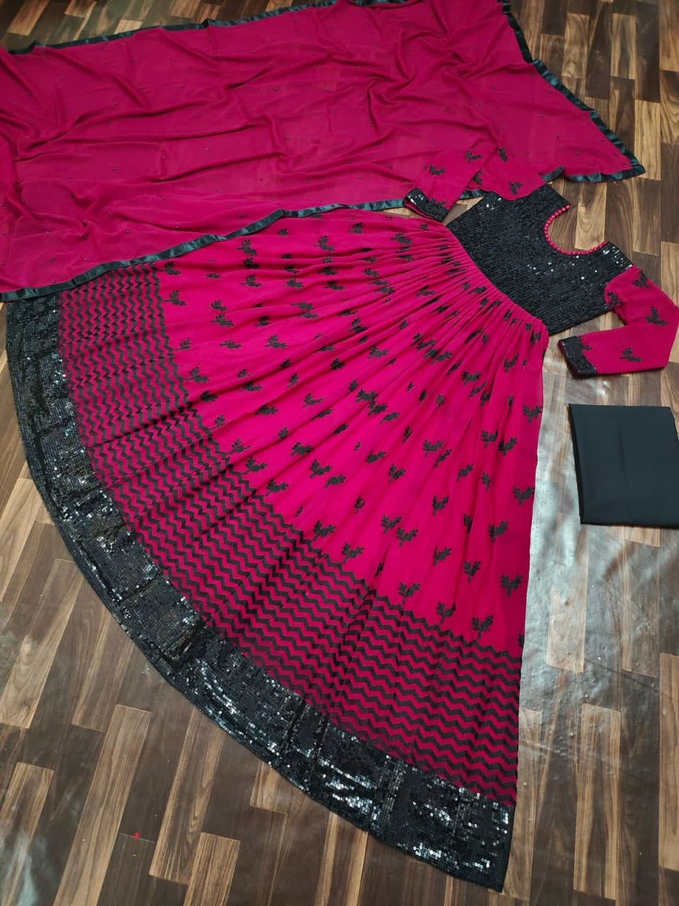 Amazing Magenta Color Wedding Wear Sequence Work Georgette Salwar Suit