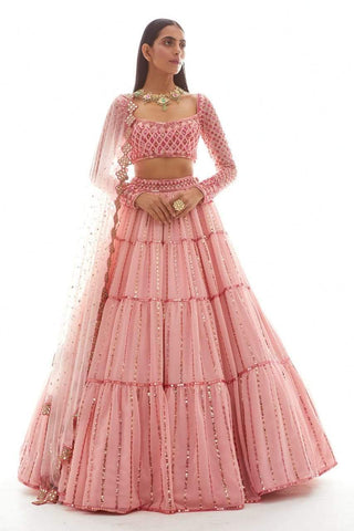 Majesty Pink Color Georgette Sequence Embroidered Work Lehenga Choli