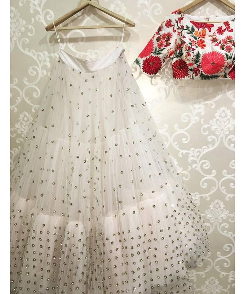 Graceful White Color Taffeta Silk Embroidered Work Lehenga Choli For Party Wear