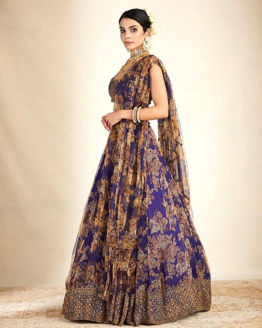 Sizzling Violet Color Georgette Printed Embroidered Work Festive Wear Lehenga Choli