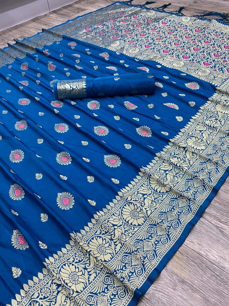Appealing Blue Color Occasion Wear Art Silk Zari Weaving Saree Blouse