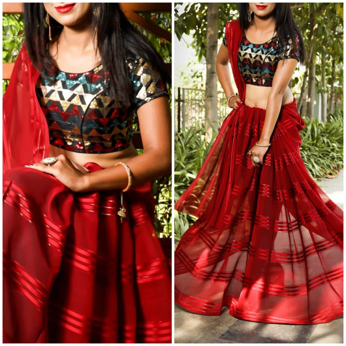 Festival Wear Red Color Zari Work Georgette Saree Blouse For Women