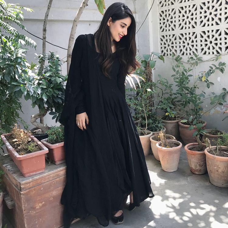 Black Color Georgette Plain Semi Stitched Kurta Plazo Collection