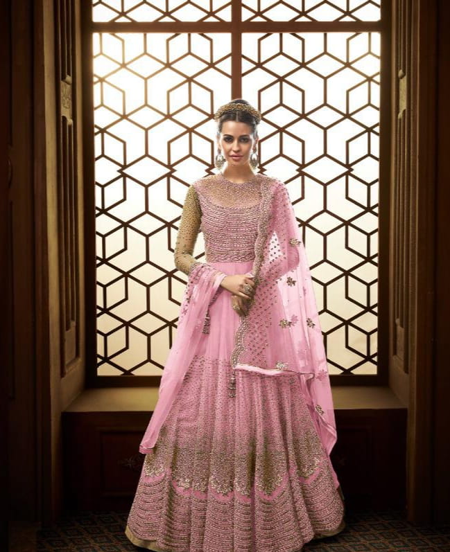 Taffy Color Party Wear Heavy Soft Net Stone Embroidered Multi Zari Work Salwar Suit For Women