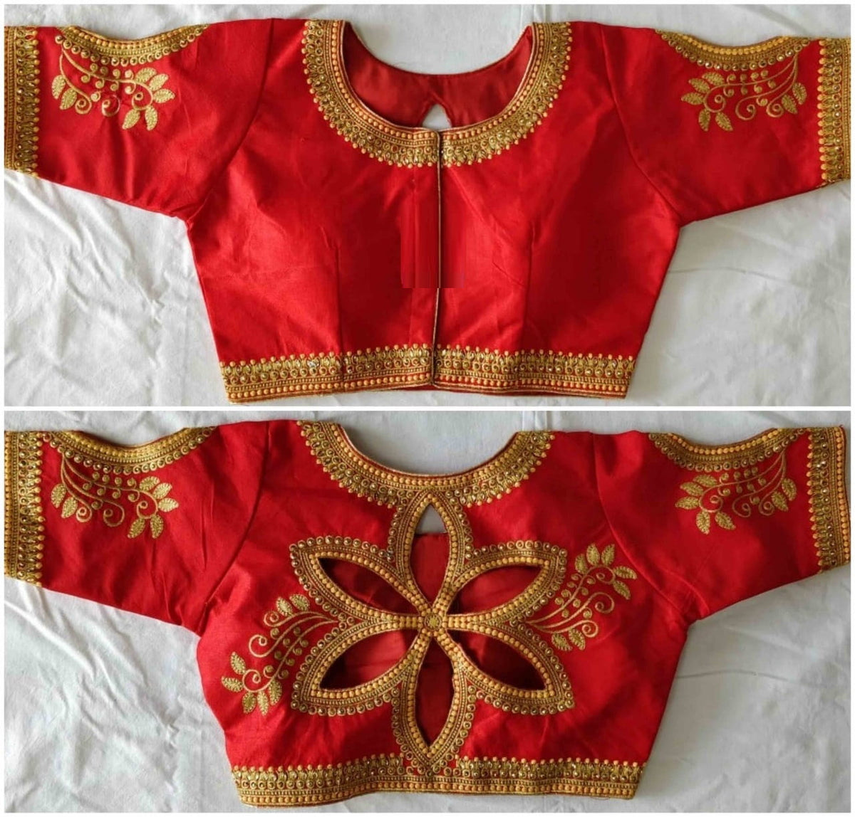 Opulent Red Color Full Stitched Festive Wear Fantom Silk Embroidered Zari Thread Stone Cut Work Blouse For Women