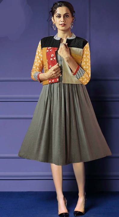 Iron Color Designer Rayon Digital Printed Ready Made Koti Kurti For Women