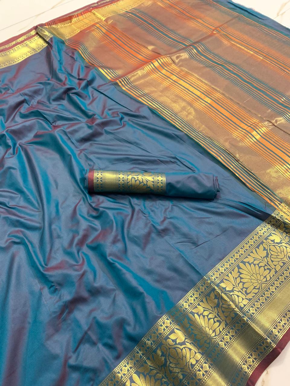 Cotton Silk Jacquard Designer Saree With Blouse