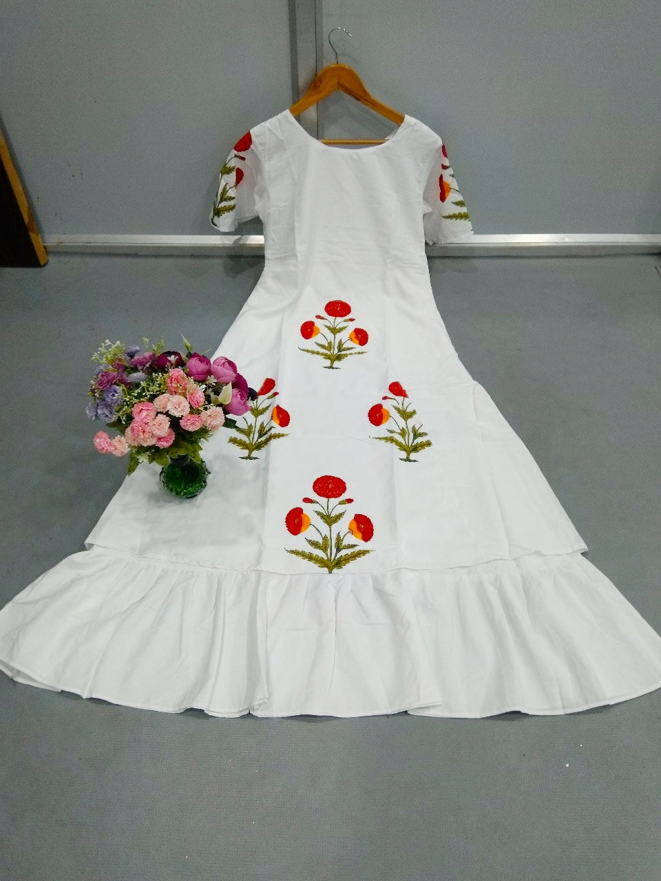 Awesome Digital Printed White Long Frock Kurti