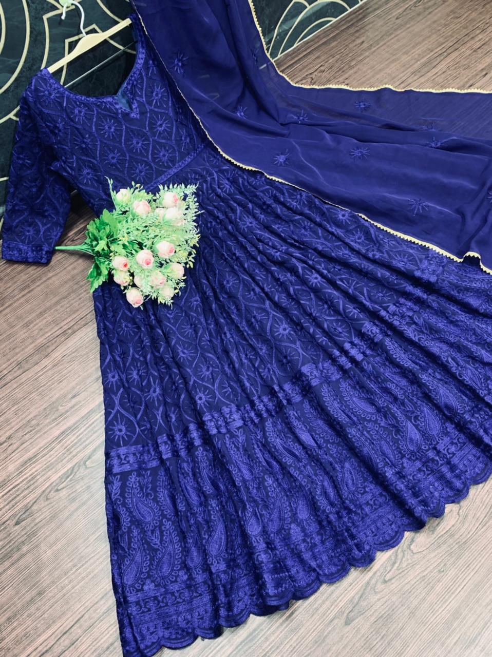 Latest Embroidered Designer Long Gown For Women