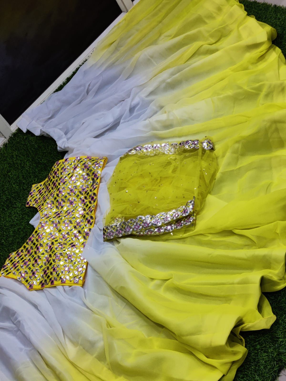 Latest Design Art Silk Net Lehenga Choli Koti Set