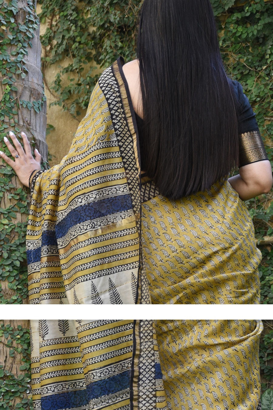 Prominent Dark Cream And Black Colored Festive Wear Printed Pure Linen Saree For Women