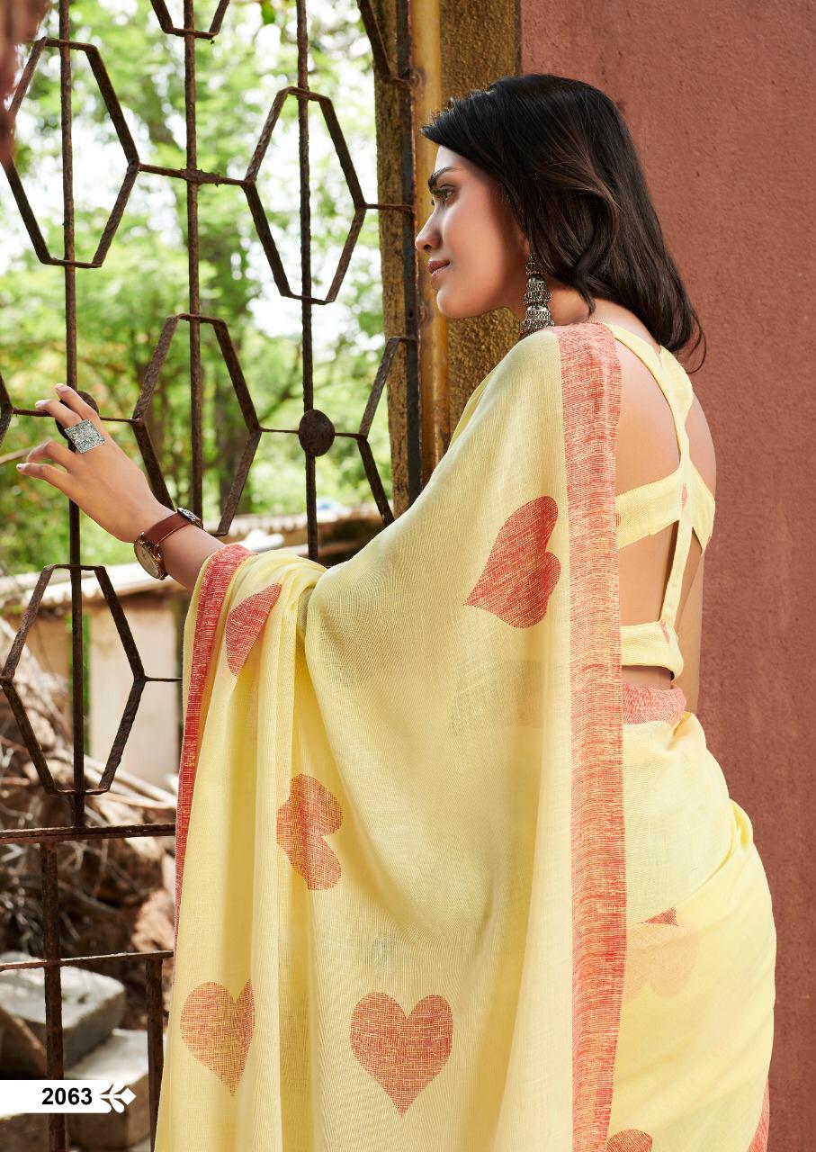 Beautiful Yellow Pure Colored Festive Wear Linen Designer Saree For Women