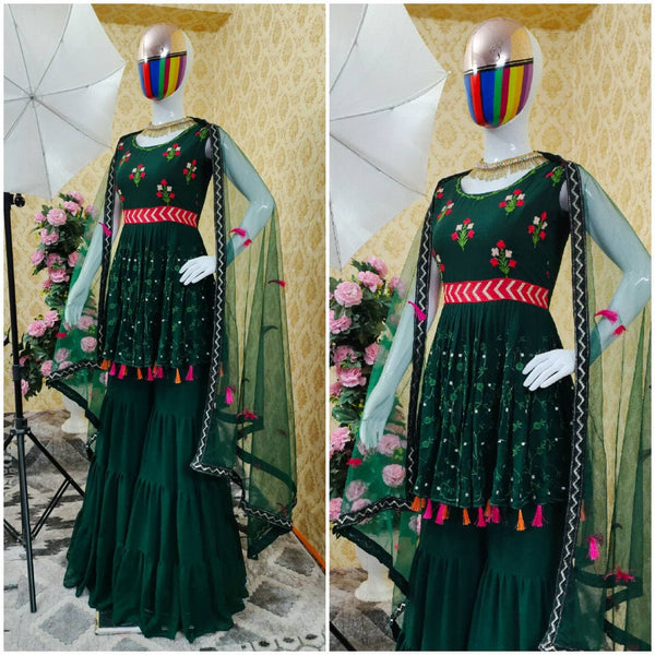 Georgette Embroidered sharara Plazzo dress for wedding