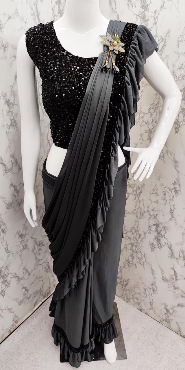 One Minute Ready To Wear Party Wear Designer Saree