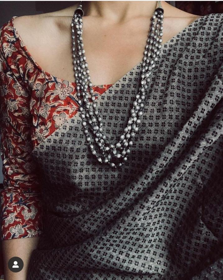 Printed Cotton Linen Saree With Blouse