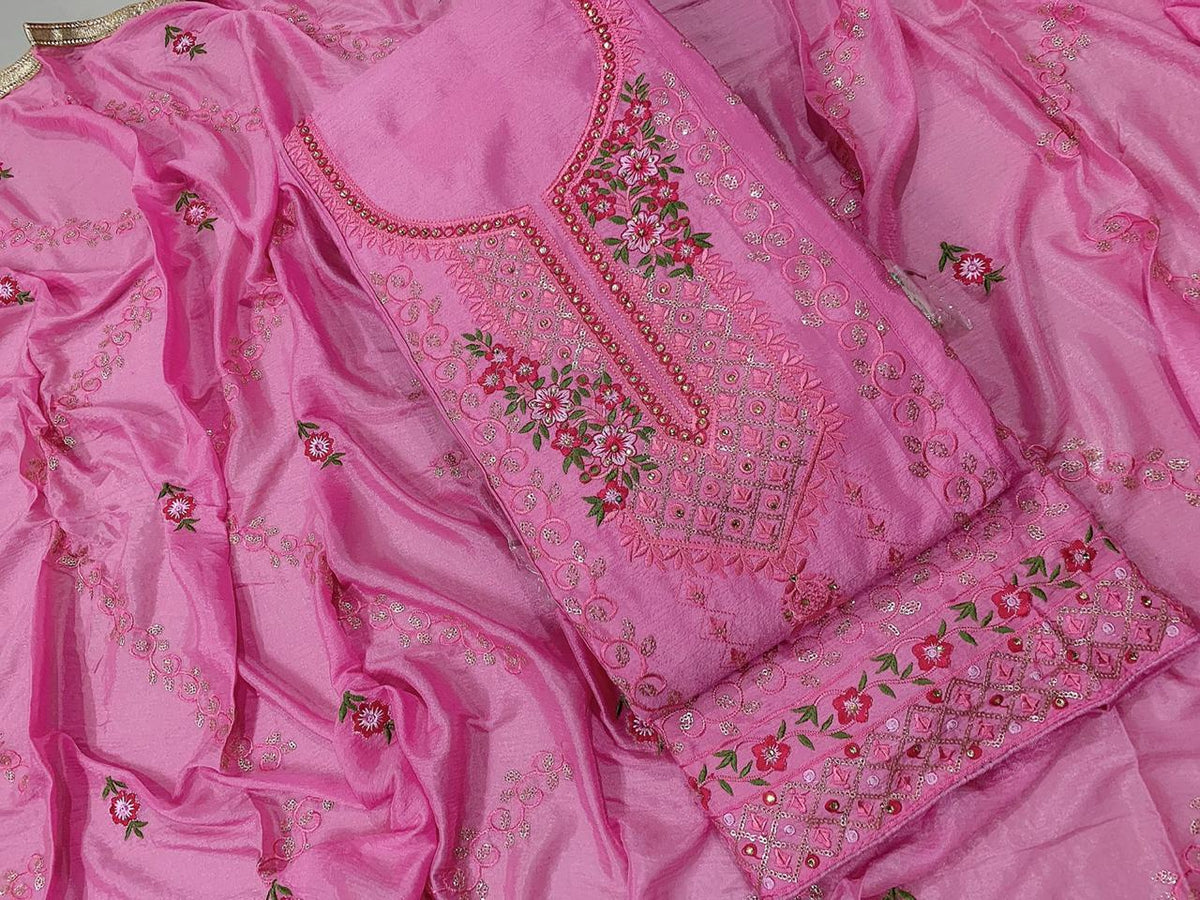 Ultra Color Designer Party Wear Chinon Embroidered Sequence Diamond Work Salwar Suit