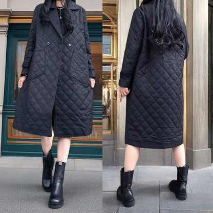 New Padded Quilted Diamond-pattern Cotton Coat