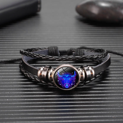 12 Zodiac Constellation Bracelet Luminous Braided Design Bracelet For Men Women Kids