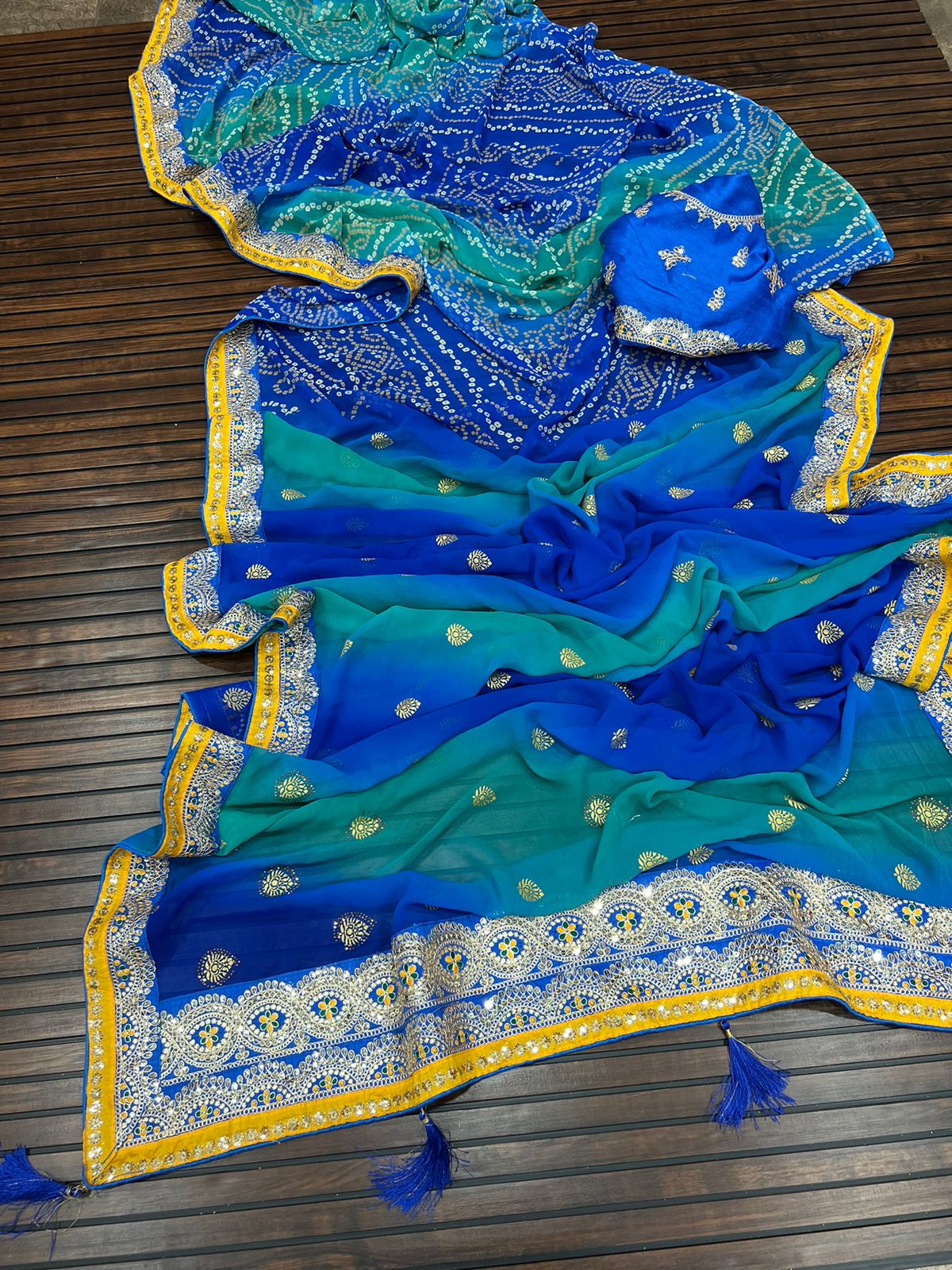 Soft Georgette with fancy bandhej print Saree