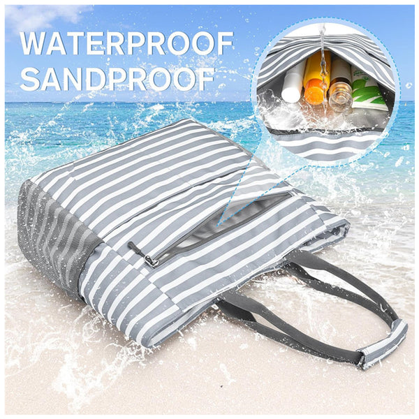 Large Beach Tote Bag Waterproof Sandproof And Foldable