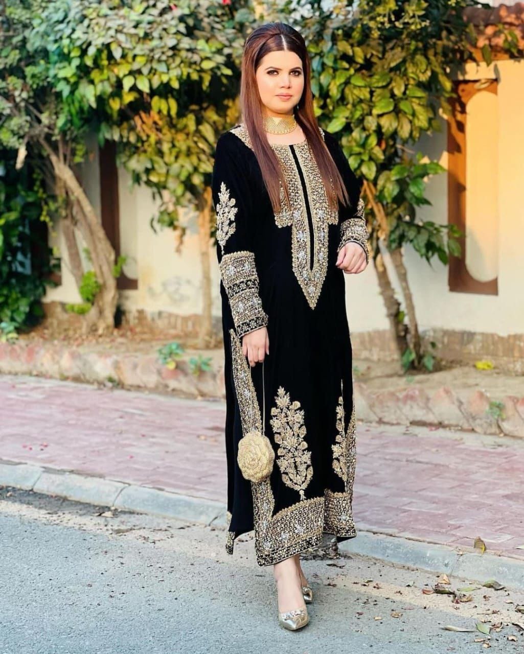 Designer Black Color Salwar Suit Top Pent Set